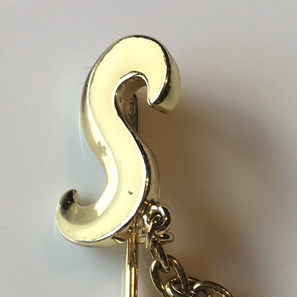 Vintage Giusti Angel Initial S Stick Pin Gold Tone - Picture 2 of 3